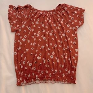 Orange floral girls blouse (girls size 16)